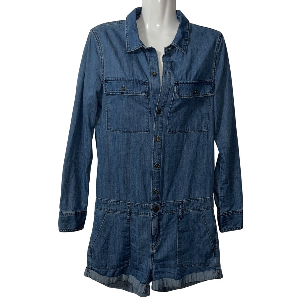 Paige‎ Women's Romper XS Chambray Denim Blue Jackson Flyer Vacation Cruise Beach